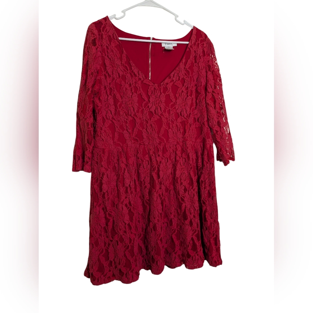 Pinky Pink A-line 3/4 Sleeve Scoop Neck Dress